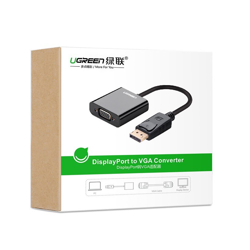 [Mã ELHACE giảm 4% đơn 300K] Cáp chuyển Displayport to VGA cao cấp Ugreen 20415 Chính Hãng (màu đen)