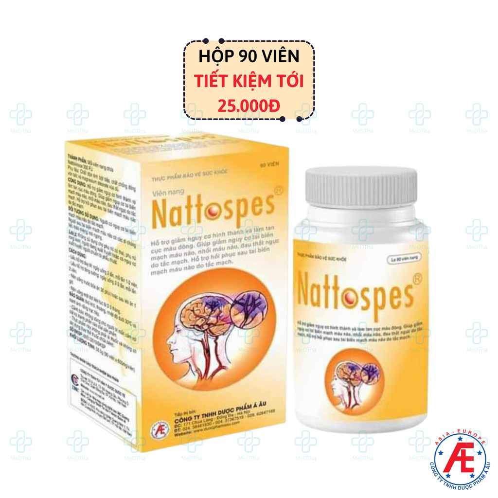 Nattospes - Tăng Cường Tuần Hoàn Não, Phòng ngừa Tai Biến Mạch Máu Não, Đột Quỵ Tắc Mạch (Hộp 90, 180 viên) [Chính Hãng]