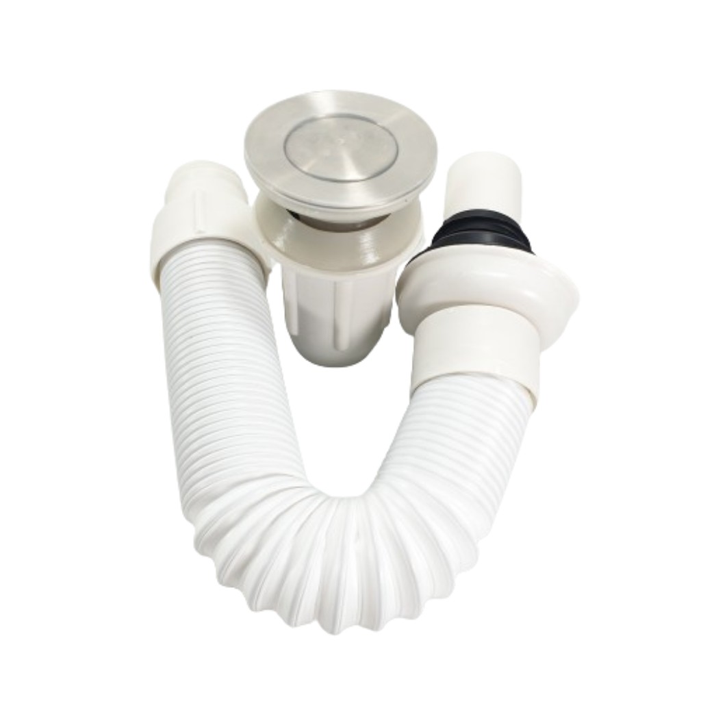 Ống xả lavabo ruột gà thiết kế đầu xả lật, đầu xả nhấn cho bồn rửa mặt, Cam kết hoàn tiền nếu sai mô tả | BigBuy360 - bigbuy360.vn