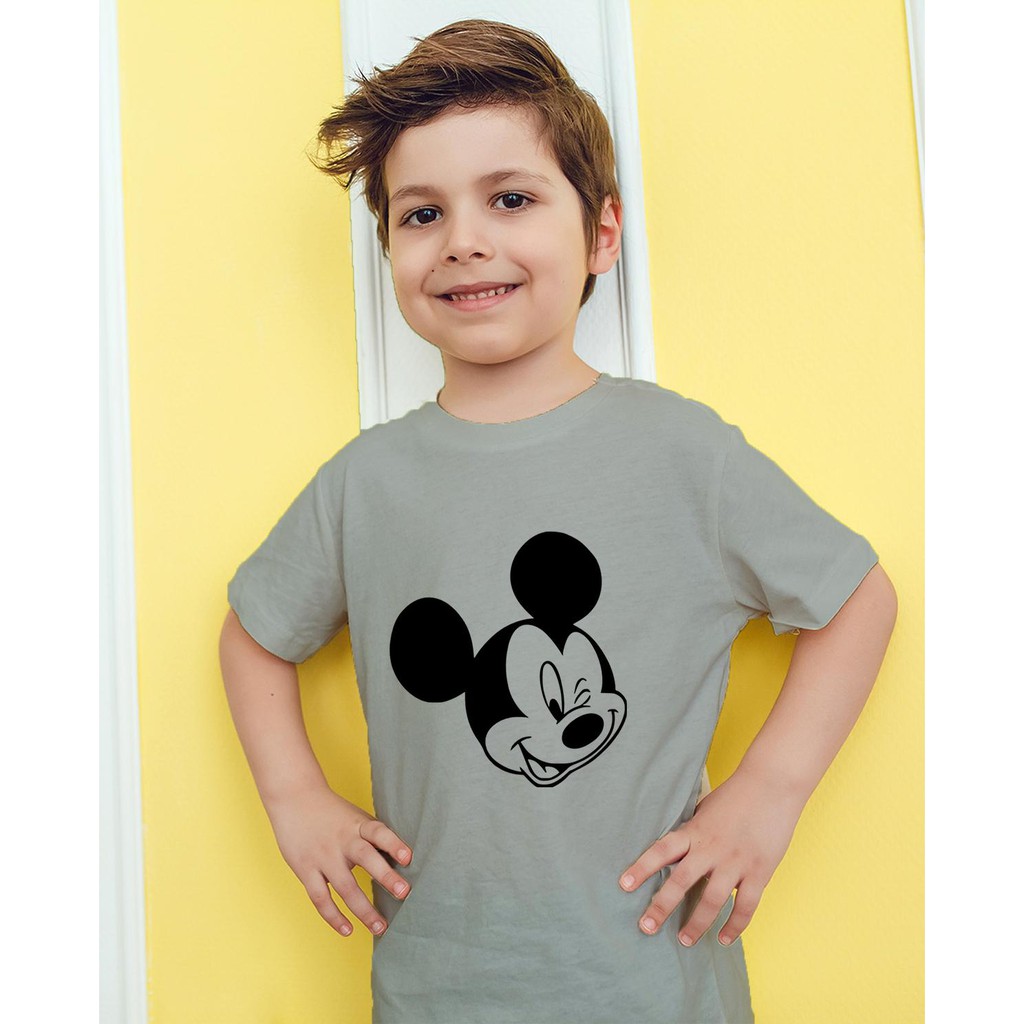 Áo thun Trẻ em in hình Mickey nháy mắt Cotton Thun - Dẽ Thương