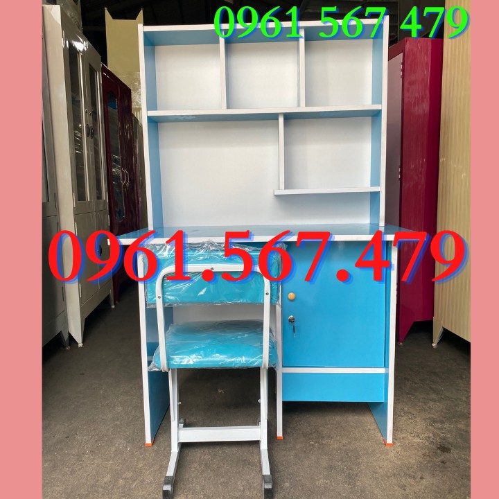 Bàn Học sinh Liền kệ rộng 1m kèm ghế tăng giảm bọc nệm - màu hồng tặng sticker | BigBuy360 - bigbuy360.vn