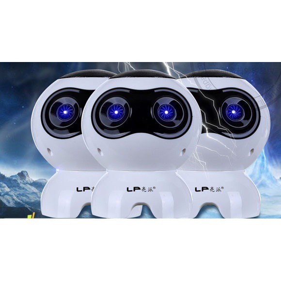 Loa Vi Tính Để Bàn Cao Cấp Robot Lp S100 Màu Trắng Âm Thanh Sống Động Hiệu Ứng Đèn Led Cực Đẹp