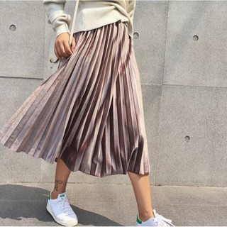 Chân váy nhung xếp ly cao cấp