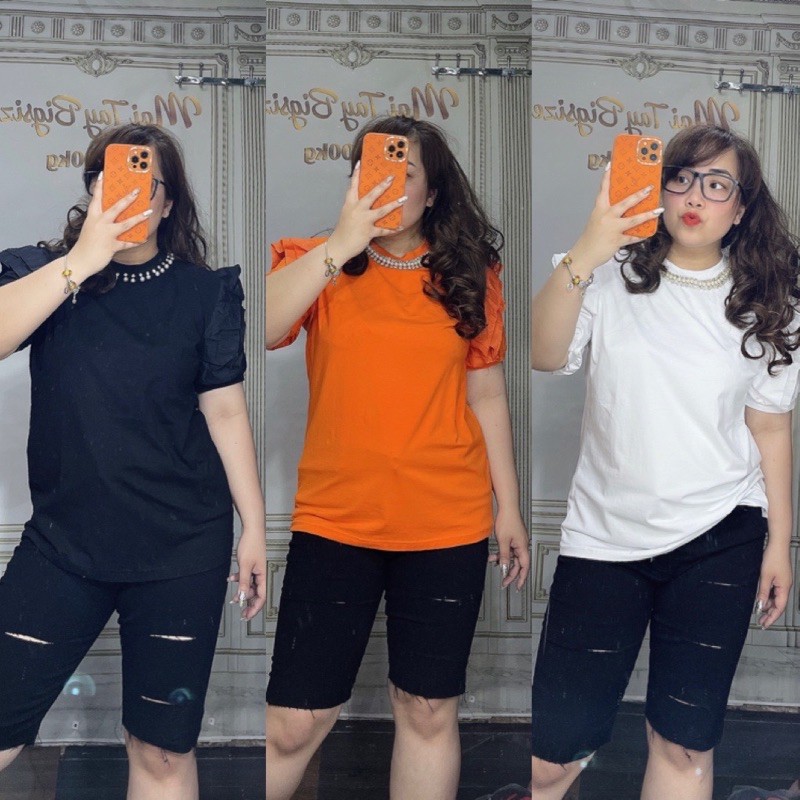Áo Kiểu Bigsize tay bồng chất cotton loại 1