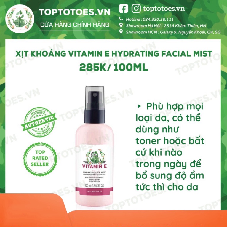 HOT CĂNG Bộ Vitamin E Lúa Mạch The Body Shop rửa mặt, toner, xịt khoáng, kem dưỡng, mask siêu cấp ẩm và làm sáng da HOT 