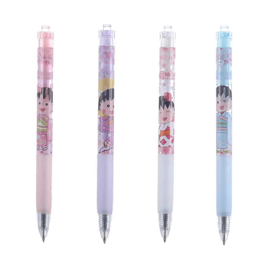 Bút bi gel nước mực xanh hình vịt Sally, Hoa anh đào siêu cưng ngòi 0.5mm