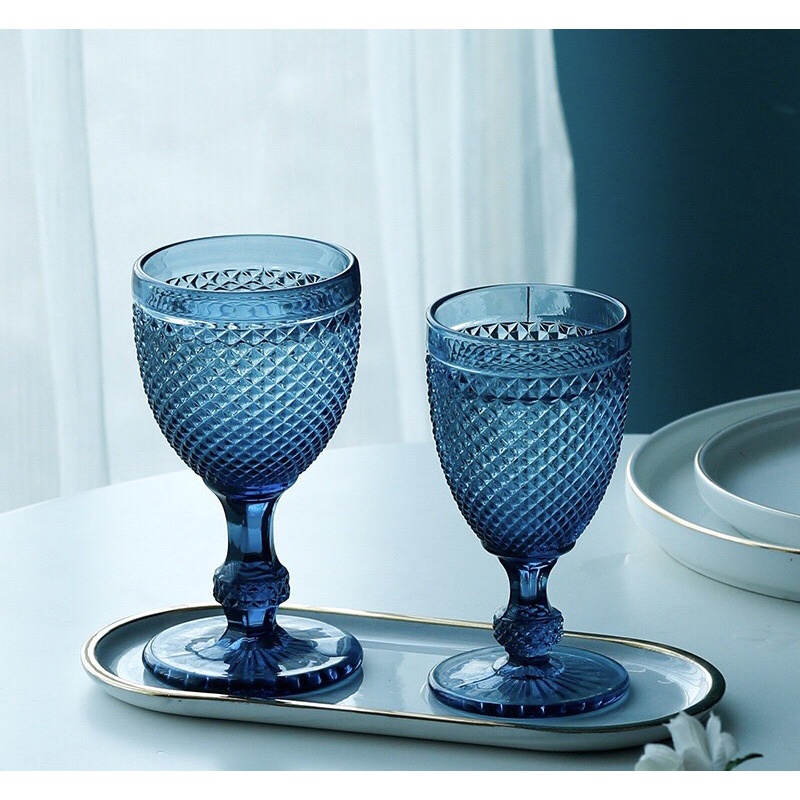 Ly Thuỷ Tinh Hoàng Gia ChamPayne phong cách Vintage, hoa văn đường nét tinh xảo nhiều màu sắc ly cốc Lucica