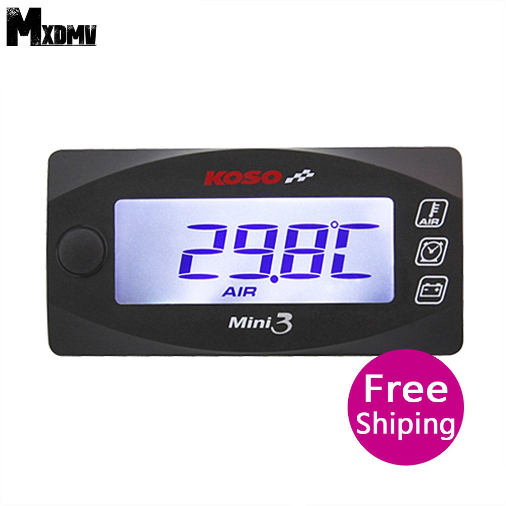 Motorcycle Mini Style Instruction LED Display Meter KOSO MINI 3 digital (Air Temp+Time+Volt Meter) for Racing and Scooter