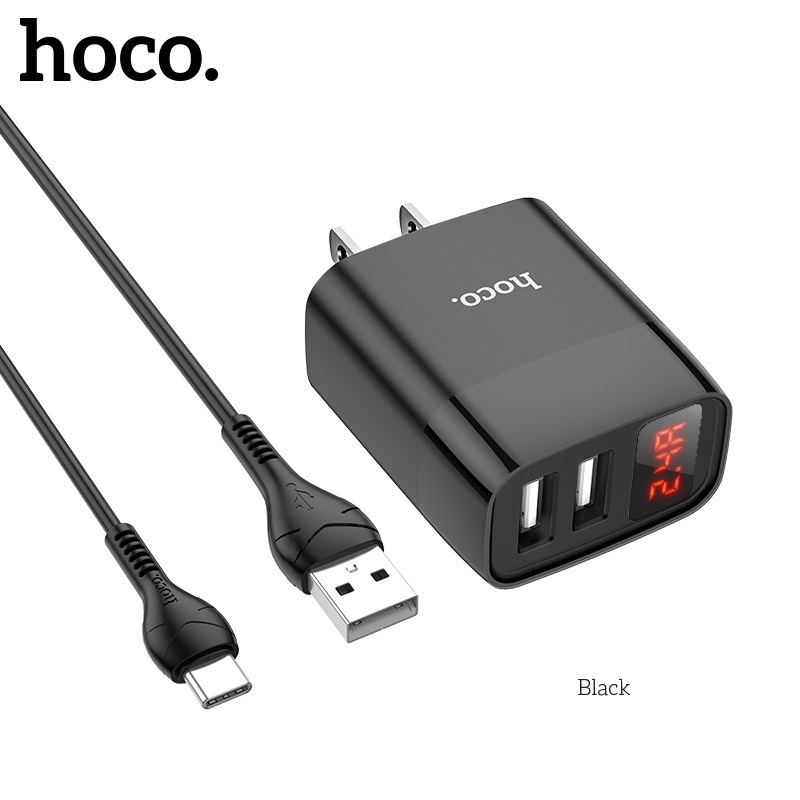 Sạc điện thoại chính hãng Hoco C86/C39 củ sạc nhanh 2 cổng dòng 2.4A  màn Led hiển thị điện áp - BH 12 tháng