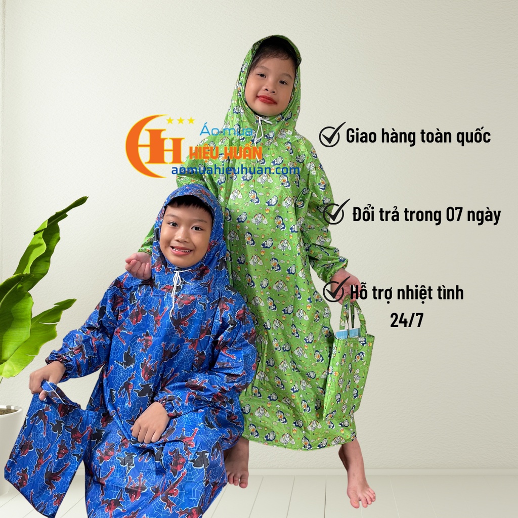Áo Mưa Cho Bé loại Bit Quây vải dù siêu dai Trẻ Em cao cấp, chống rách aomuahieuhuan