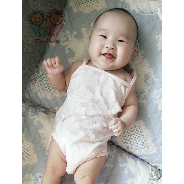 Bộ Áo Liền Quần 2 Dây Mùa Hè Mỏng Mát Cho Bé Sơ Sinh