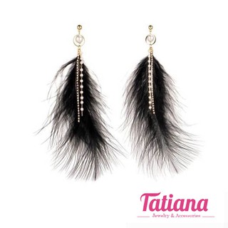 Bông tai lông vũ tua rua white -Tatiana-be3099