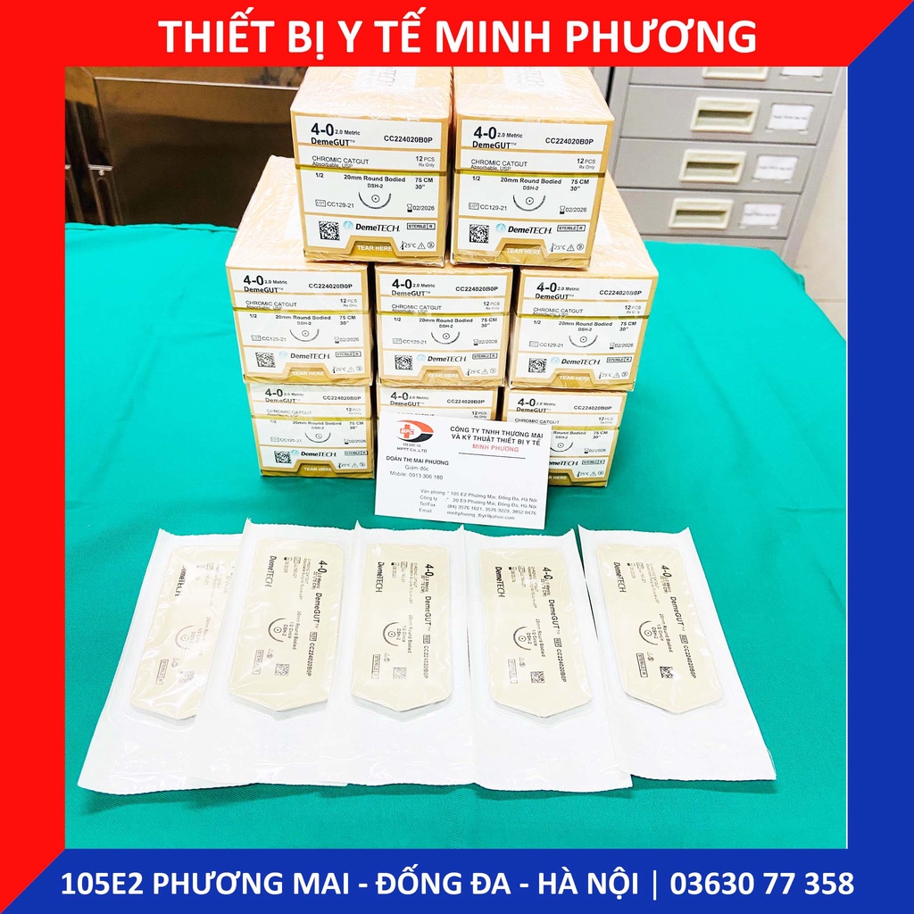 [ĐẠI LÝ PHÂN PHỐI] Bán lẻ chỉ khâu DEMEGUT DEMETECH Catgut Chromic không tiêu dùng trong phẫu thuật số 4/0