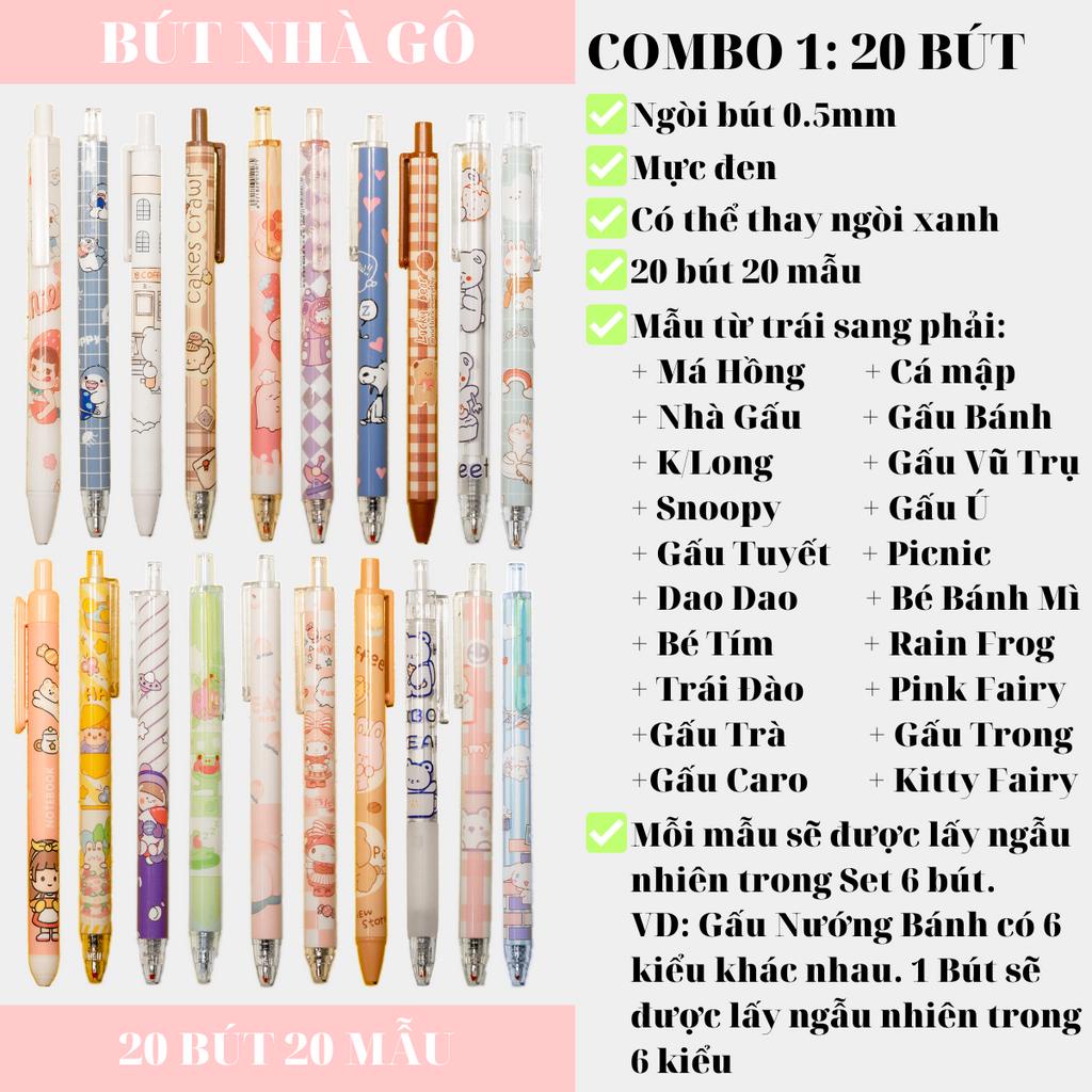 Set Bút Gel Hoạt Hình Bi Bấm Ngòi 0,5mm Mực Đen Hàn Quốc Dễ Thương Bút Văn Phòng Họa Tiết Cute