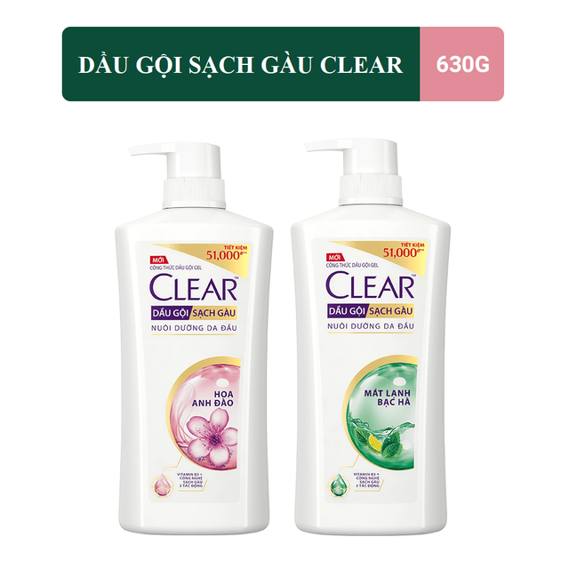 Dầu gội đầu Clear sạch gàu ngứa và vi khuẩn suốt 48 Giờ 630g