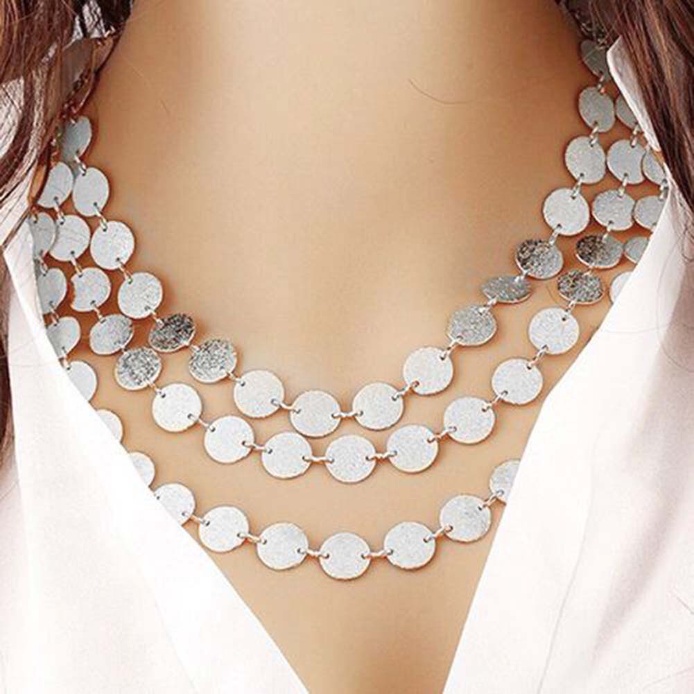 Dây Chuyền Hợp Kim Nhiều Lớp Đính Đồng Xu Xinh Xắn Cho Nữ