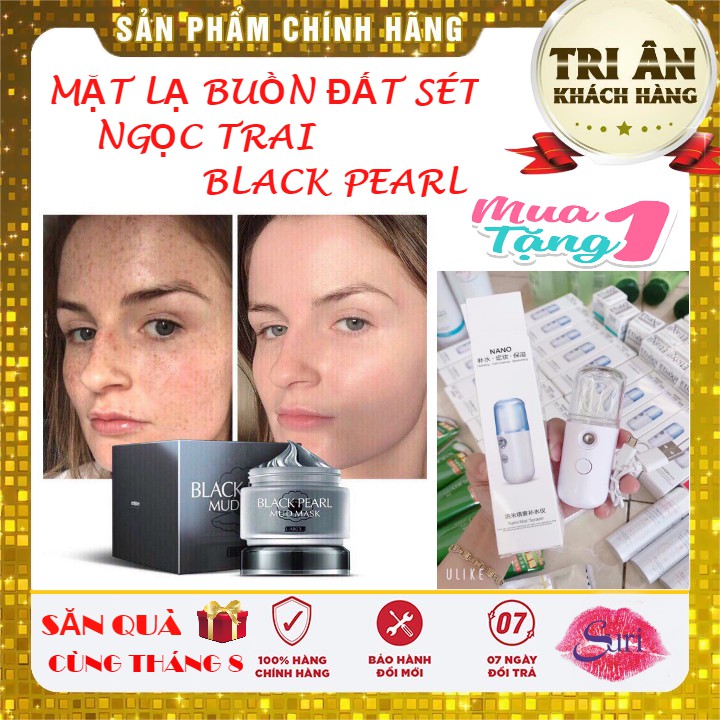MẶT NẠ BUỒN ĐẤT SÉT NGỌC TRAI BLACK PEARL TẶNG MÁY PHUN SƯƠNG NANO