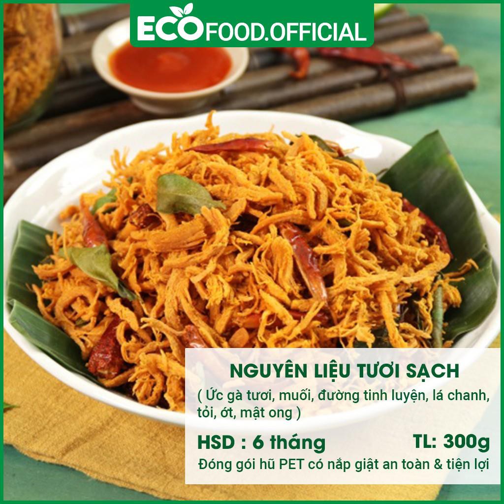 Khô Gà Lá Chanh Xé, Sấy Khô 300G Loại 1 ECOFOO.OFFICIAL Thơm Ngon, Đậm Vị Cay Đồ Ăn Vặt Việt Nam Giá Rẻ, An Toàn VSTP