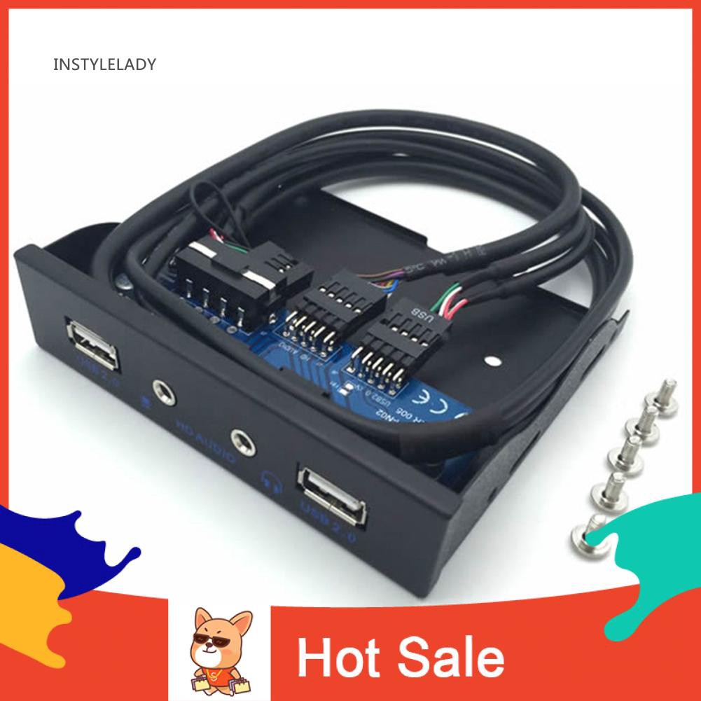 ✌ly 3.5inch USB2.0 9PIN HUB HD Audio Output Floppy Drive Expansion Front Panel