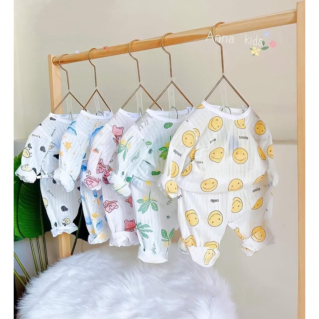 Bộ dài cotton giấy chui đầu mẫu mới 2022 size 3-14kg