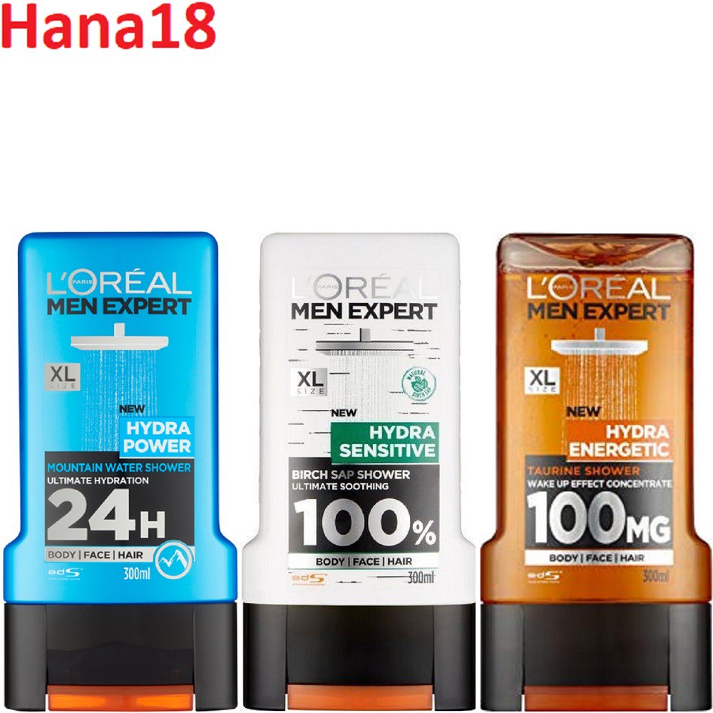 Sữa tắm gội toàn thân Loreal Paris 3in1 for Men 300ml, Hana18 cung cấp hàng 100% chính hãng