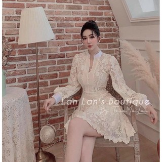 đầm ren nude cổ trụ- có clip