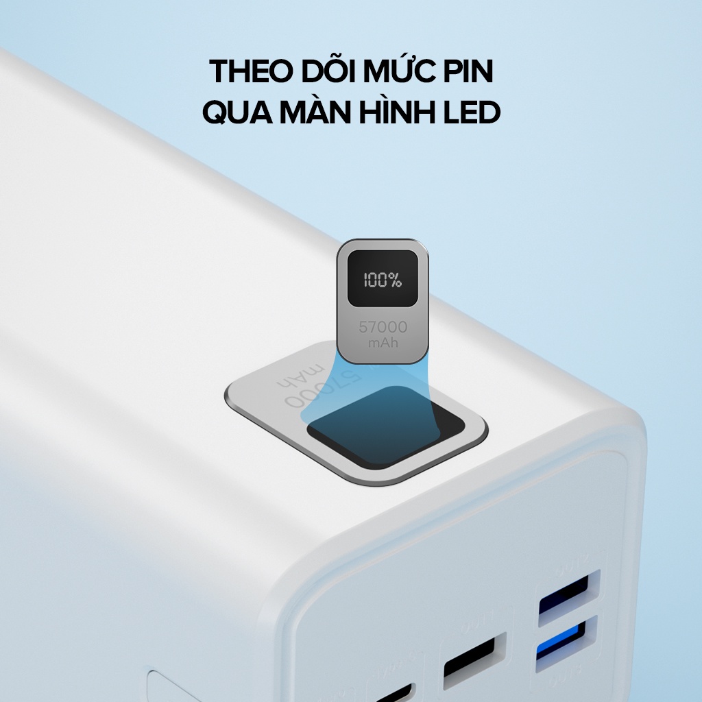 Pin sạc dự phòng sạc nhanh dung lượng lớn 57000mAh VIVAN VPB-B60 2 input Micro USB Type-C and 4 Output 3 USB-A 1 Type C