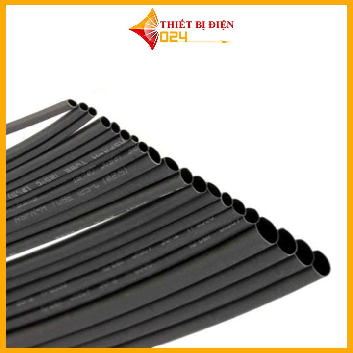 Combo Bộ 5 Ống Gen Co Nhiệt, Cách Điện 1mm, 2mm, 3mm, 4mm, 5mm, Dài 1m Mỗi Sợi - Màu đen