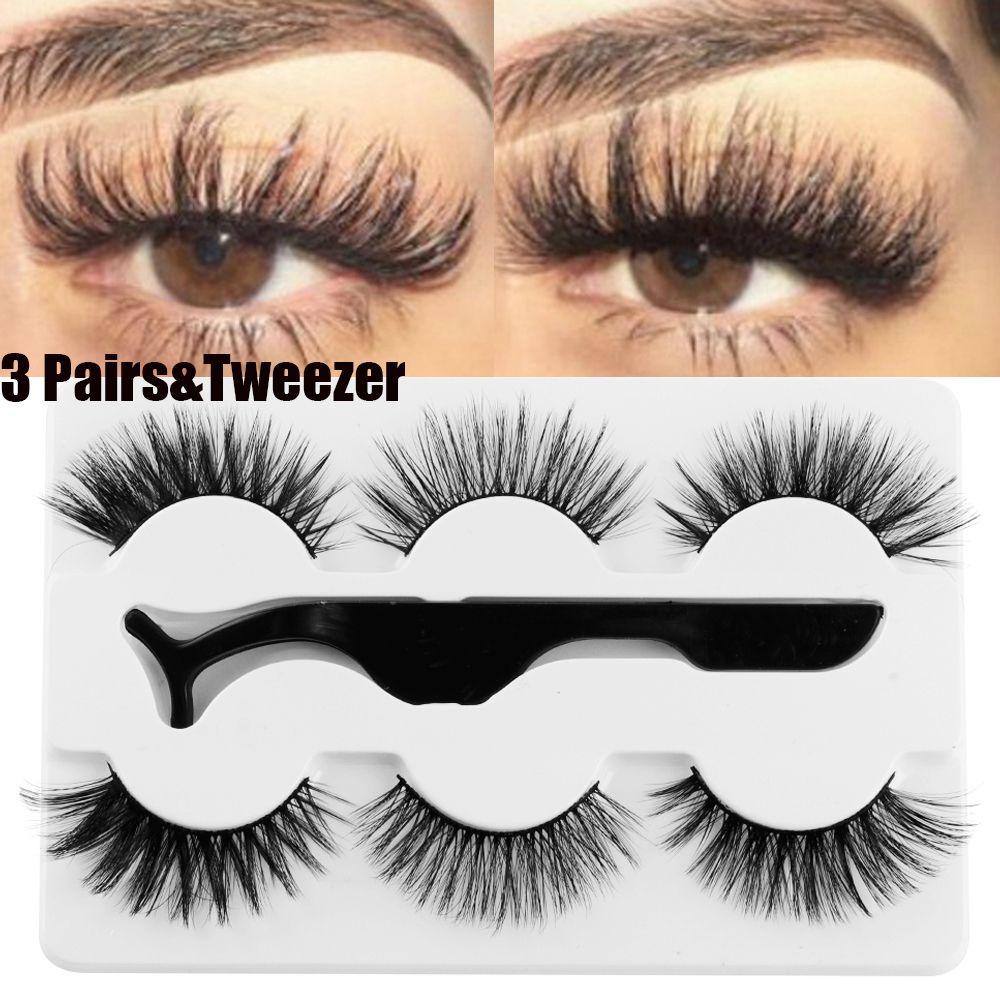 Bộ 3 Cặp Lông Mi Giả SKONHED Kèm Nhíp Và Lông Chồn 5D Tạo Hiệu Ứng Trang Điểm Làm Đẹp