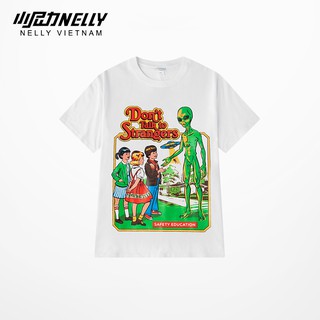 Áo thun unisex NELLY cotton dáng rộng tay lỡ childhood alien