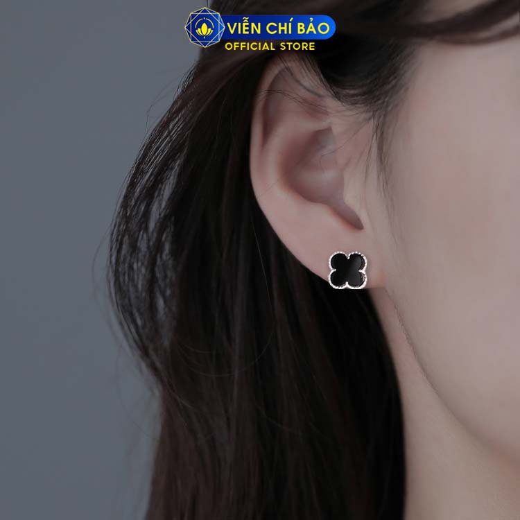 Bông tai bạc nữ cỏ bốn lá may mắn khuyên tai nữ bạc 925 thời trang phụ kiện trang sức nữ Viễn Chí Bảo B400206