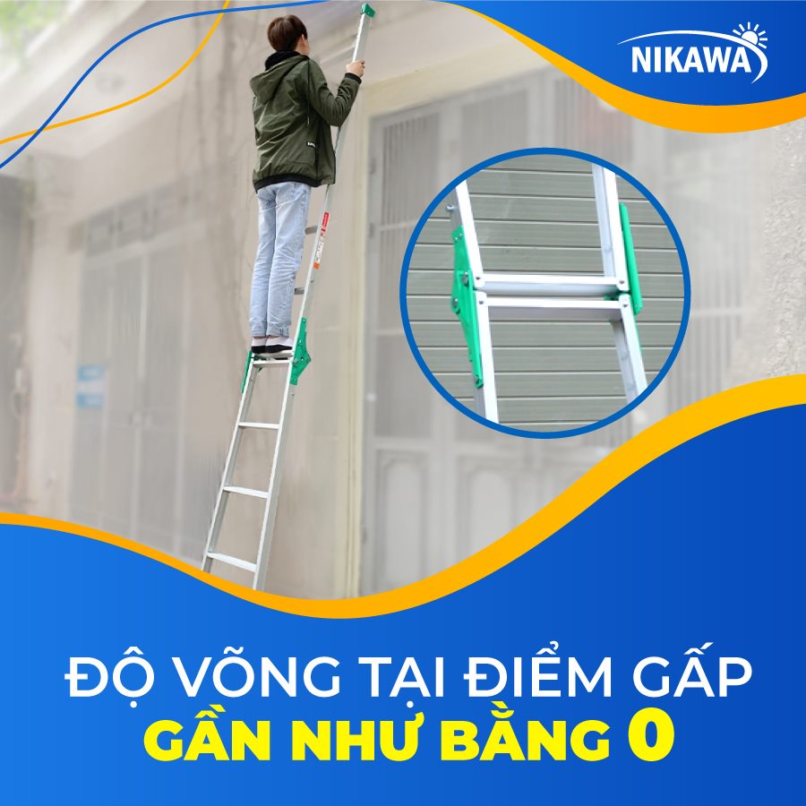 Thang nhôm gấp xếp chữ A chiều cao chữ I từ 2.9m đến 4.75m NIKAWA nhập khẩu Nhật bảo hành 18 tháng giao hỏa tốc HN NKY