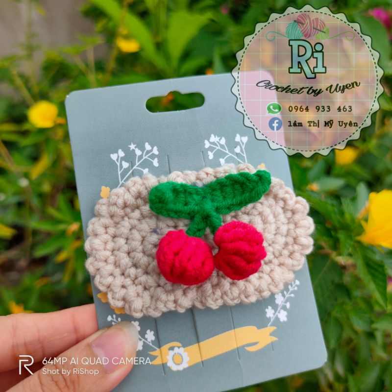 Kẹp Tóc Handmade Bằng Len Cherry