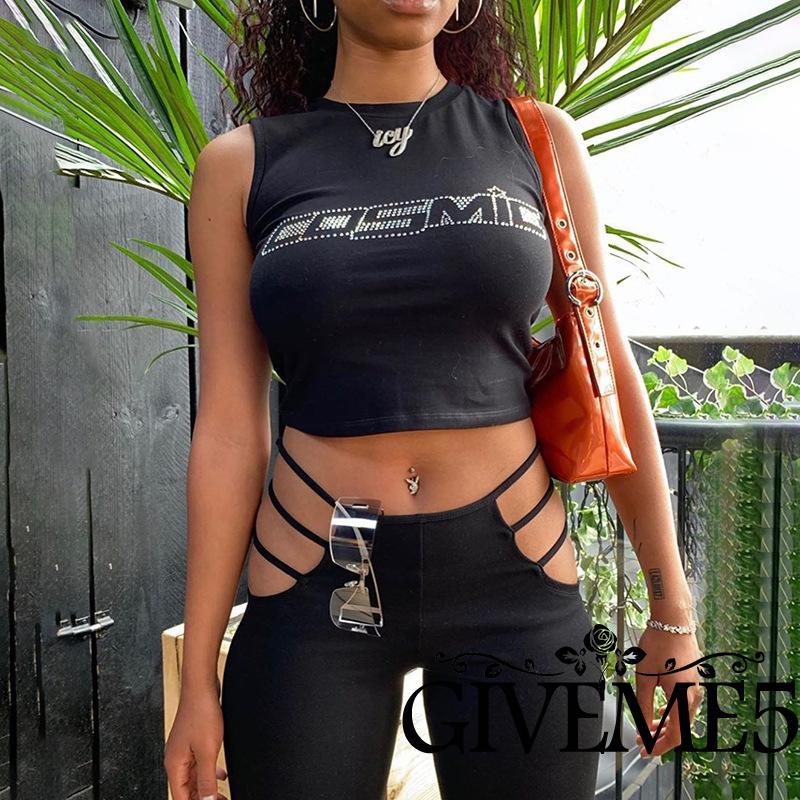 Áo Thun Không Tay In Chữ Gợi Cảm Quyến Rũ Nữ Tính