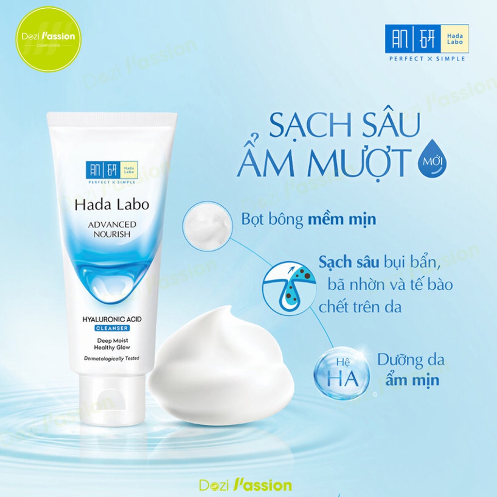 Sữa Rửa Mặt Hada Labo Màu Trắng Dưỡng Ẩm Tối Ưu - HadaLabo Advanced Nourish Hyaluron Cleanser 80g
