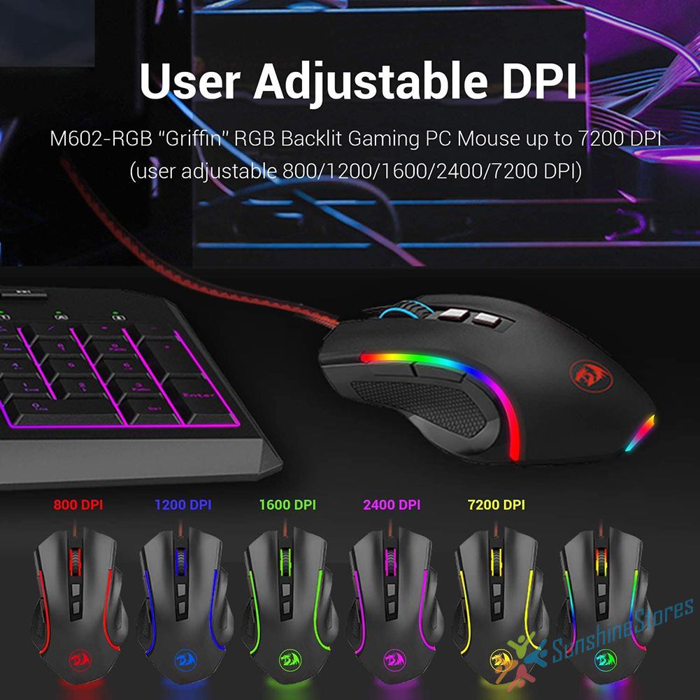 Chuột Gaming Redragon M602A-Rgb 8 Nút Bấm, 7200 Dpi