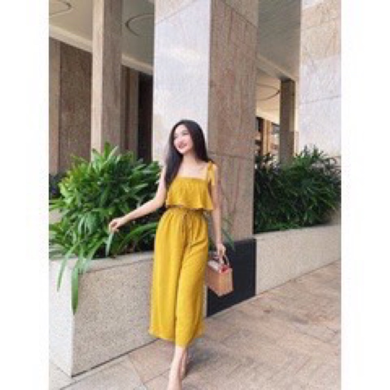 Set Bộ Quần Áo Dạo Phố Ồng Rộng Áo Trễ Ngực 2 Dây Cột DUTIEC3