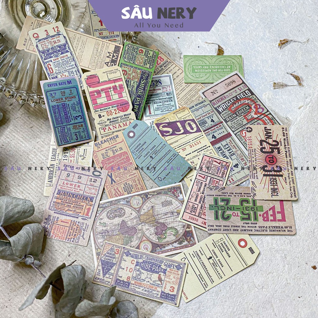 Sâu Nery - SN189 - Set 22 sticker Vintage Tim Holtz