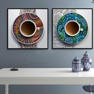 Bộ 2 tranh trừu tượng 60x60 kèm khung