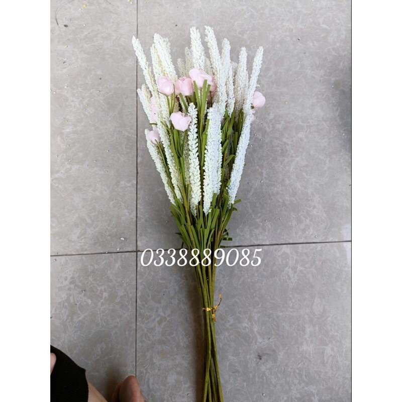 Hoa giả - Oải Hương - Cành chồn trang trí, kết hợp hoa hồng siêu đẹp, đủ màu, sẵn kho ạ