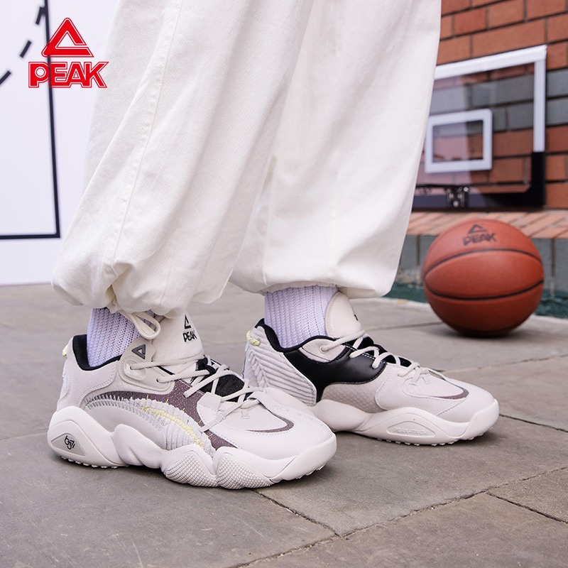 Giày Bóng Rổ Thể Thao Đường Phố  Peak Taichi 6371 Louvre  E14757E Ghi Trắng