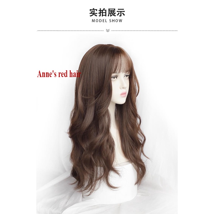 Bộ tóc giả dài xoăn nhẹ che phủ toàn diện phong cách Hàn Quốc dành cho nữ