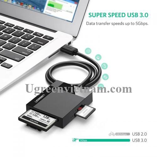 Đầu đọc thẻ nhớ SD/TF/CF/MS chuẩn USB 3.0 Ugreen 30229