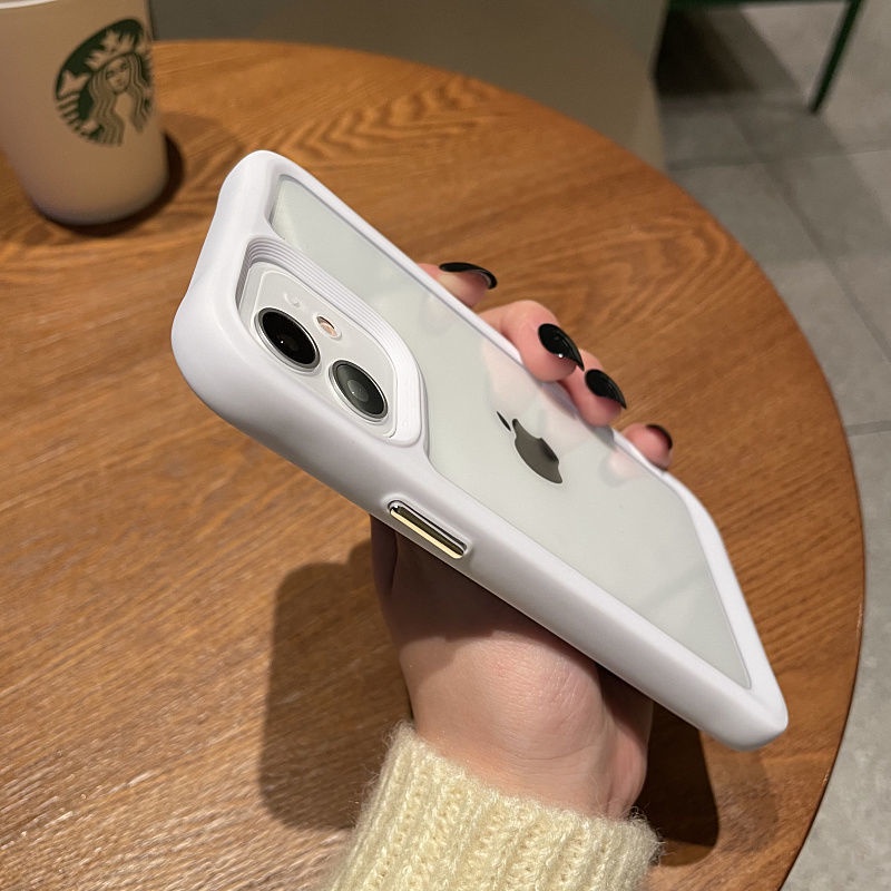 Ốp điện thoại nhựa TPU mềm trong suốt có viền trắng chống va đập cho iPhone 12promax 11 x/xr/Xs Max /7 8plus | BigBuy360 - bigbuy360.vn