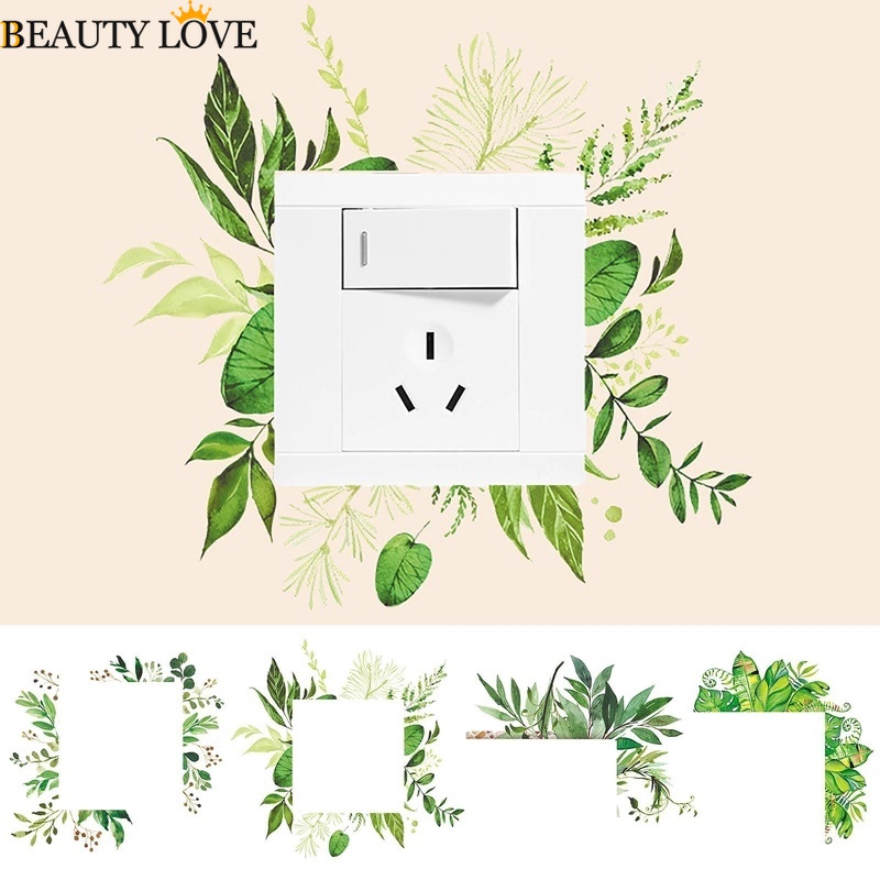 [Mới] Đề Can Dán Ổ Cắm Điện Dán Tường Tự Dính Hình Lá Xanh Sáng Tạo Chống Nước Trang Trí Nhà Cửa / Công Tắc Điện Thời Trang