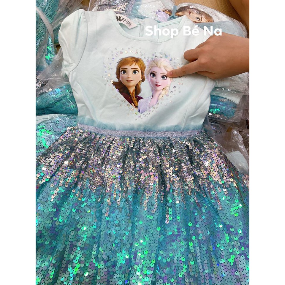 Váy HM elsa xanh lấp lánh ❤️ FREESHIP ❤️ Váy HM elsa xanh lấp lánh cho bé