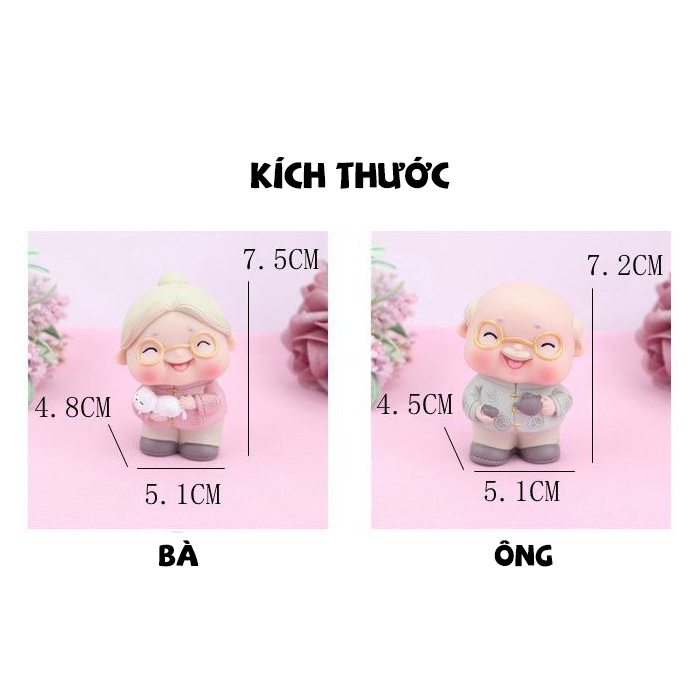 Mô hình trang trí bàn học, bàn làm việc, làm quà tặng, trang trí bánh kem, taple ô tô Ông bà hạnh phúc Mee Store