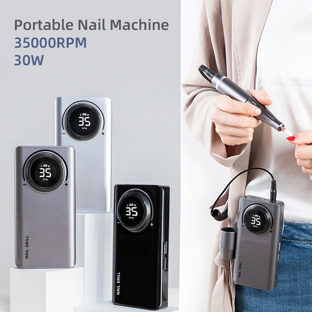 Foreverlily Máy Khoan Móng Tay 35000RPM 30W Màn Hình LCD Có Thể Sạc Lại Tiện Dụng