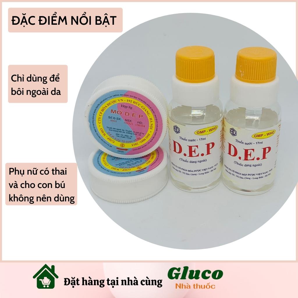 D.E.P  NƯỚC 17ml, D.E.P MỠ 8g bôi ghẻ ngứa viêm da chống muỗi đốt GLU2201