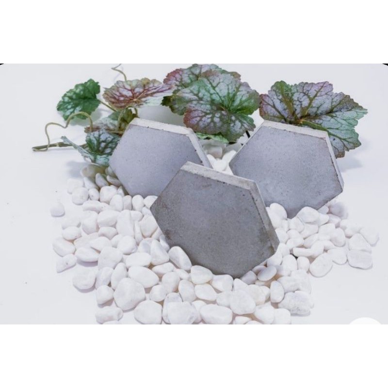 Combo 5 mảnh lục giác xi măng xám làm gạch tự trang trí/đế lót ly đơn giản mộc mạc - 9293store - 9293trangtri